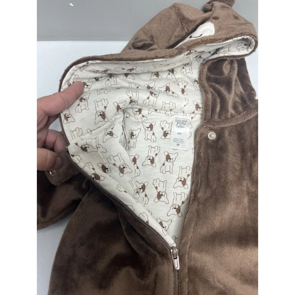 Carter's Just One You Brown Puppy Dog Bunting One‎ Piece Outfit Zip Up 6 Months